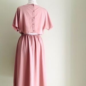 OAK + FORT Blush Pink Open-back Midi Dress